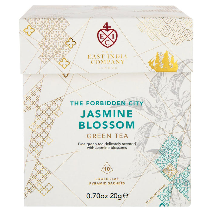 East India Company Forbidden City Jasmine Blossom Green Tea Pyramid Bolsas 10 por paquete 