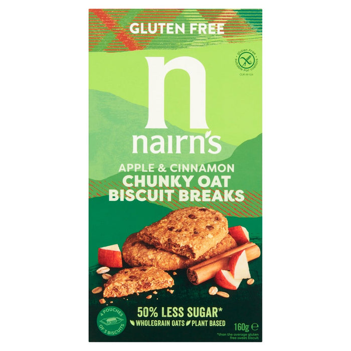 Nairns glutenfreie Hafer, Apple & Cinnamon Chunky Biscuit Pausen 160g
