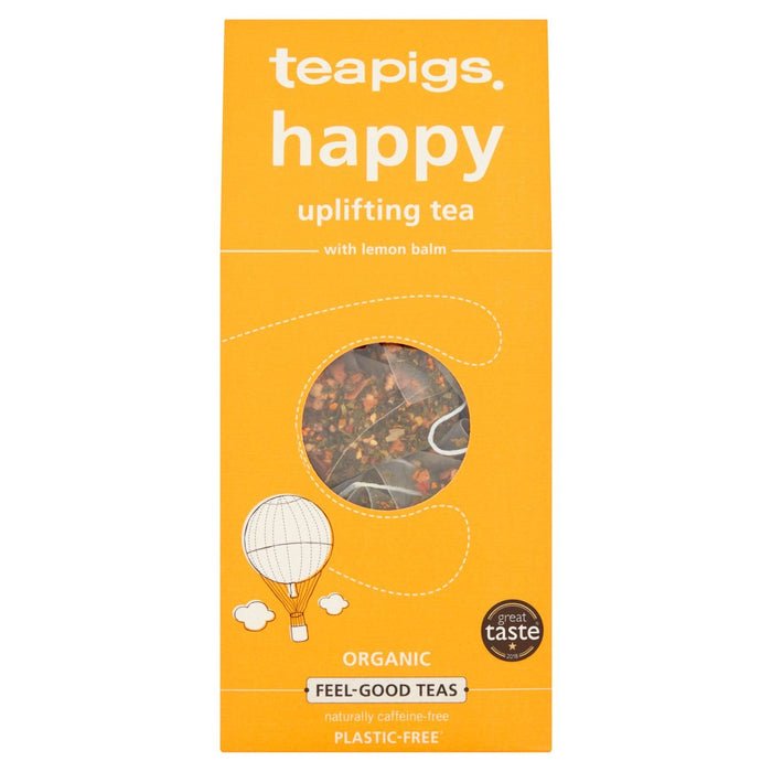 Tapigs bolsas de té orgánicas felices con bálsamo de limón 15 por paquete