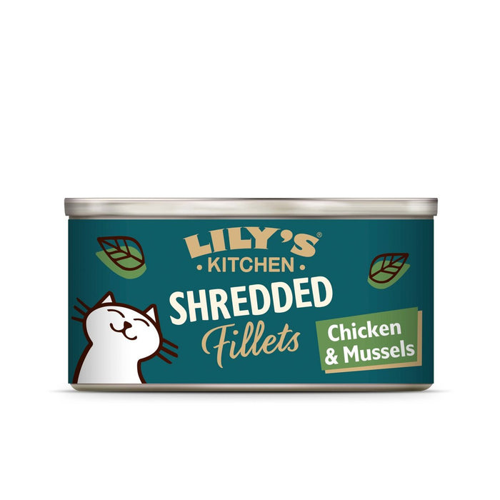 Lilys Küche zerkleinerte Filets Hühnchen und Muscheln in Brühe nasse Katzenfutter 70g