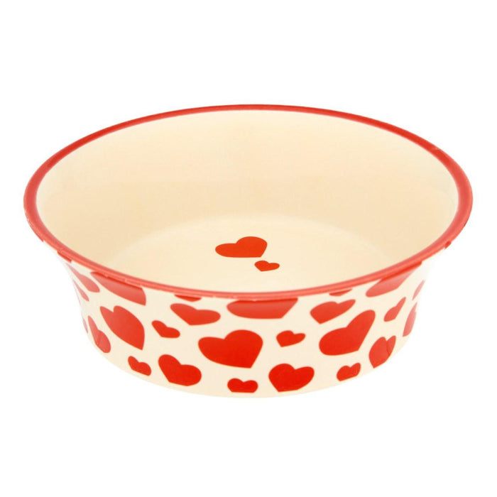 Petface Ceramic Red Heart Cat Bowl Catled