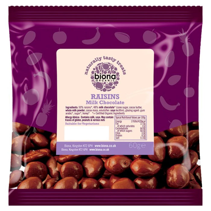 Biona Raisins Organic Milk Chocolate 60g