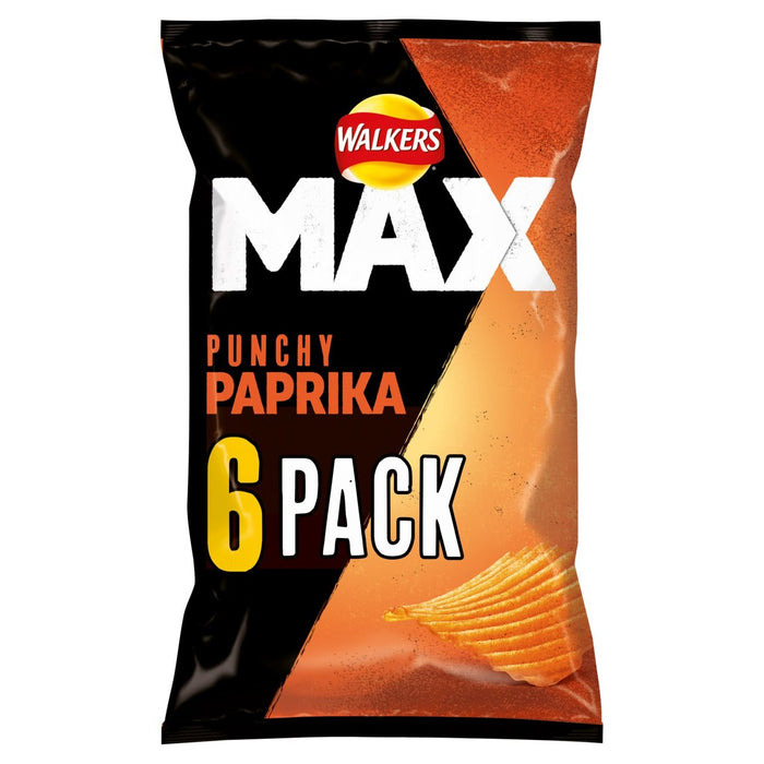 Walkers Max Paprika Multipack Crisps 6 por paquete